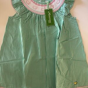 Green Gingham 2025 Masters Dress with Pink Accents